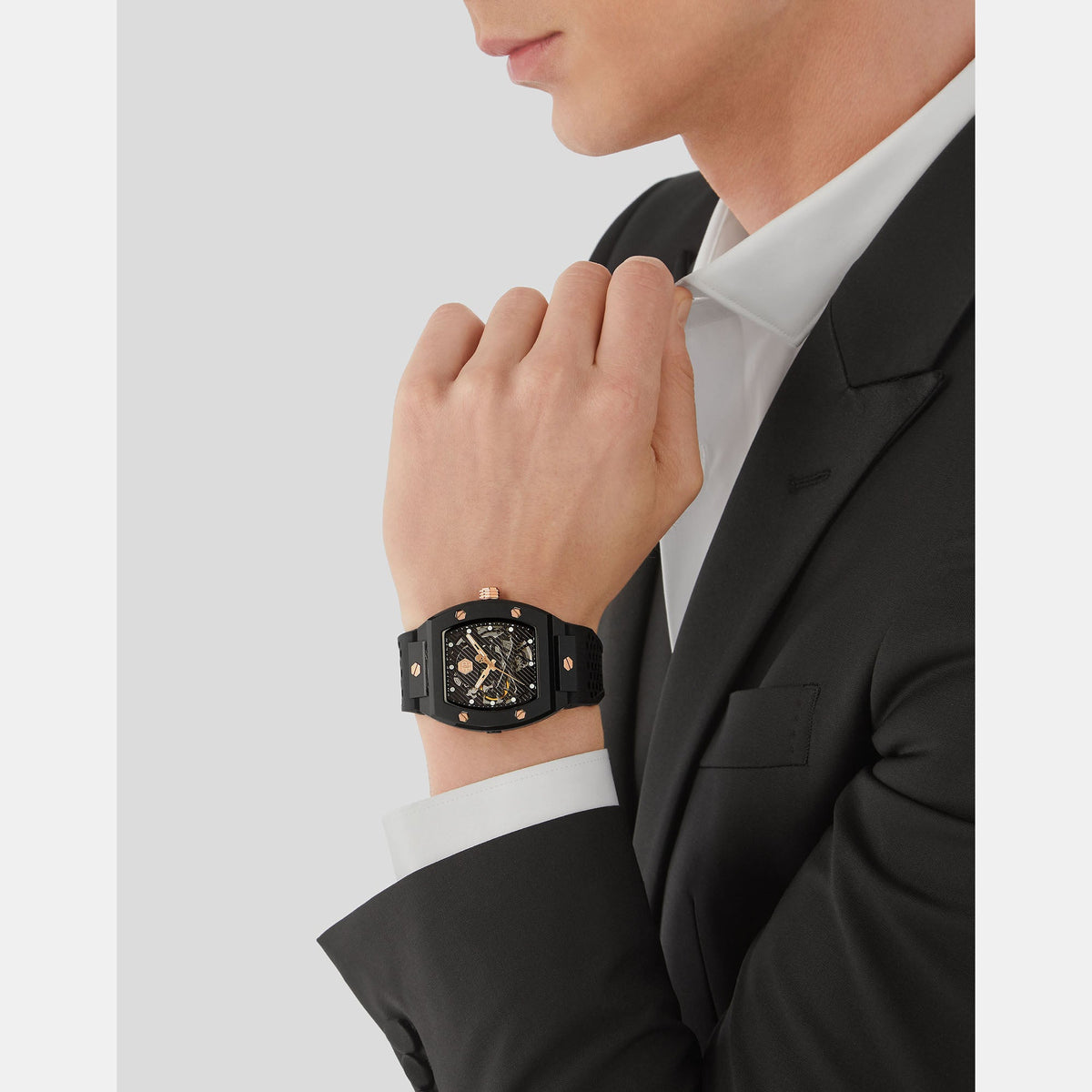 Philipp Plein $Keleton Men Automatic Black Dial Analog Silicone Watch PWVBA0523