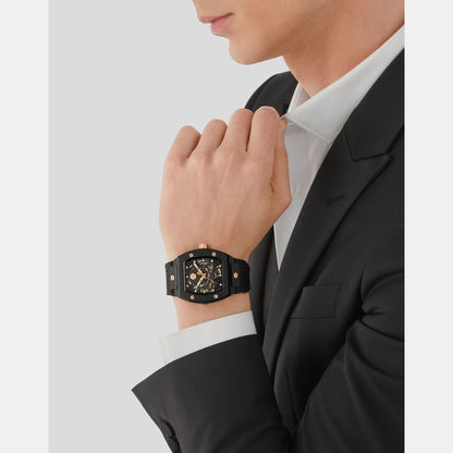 Philipp Plein $Keleton Men Automatic Black Dial Analog Silicone Watch PWVBA0523