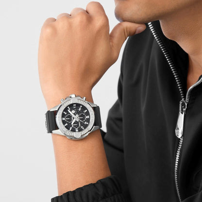 Philipp Plein the $Kull Chrono Men Quartz Black Dial Chronograph Silicone Watch PWWFA0125