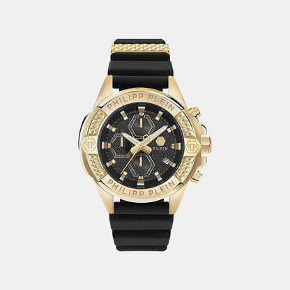 Philipp Plein the $Kull Chrono Men Quartz Black Dial Chronograph Silicone Watch PWWFA0225