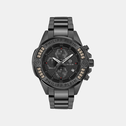 Philipp Plein $Kull Men Quartz Black Dial Chronograph Stainless Steel Watch Pwwfa0725
