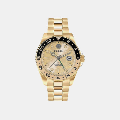 Philipp Plein Men Quartz Gold Dial Analog Stainless Steel Watch Pwyba0423