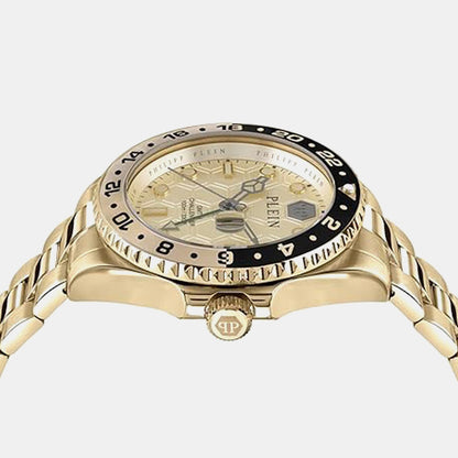 Philipp Plein Men Quartz Gold Dial Analog Stainless Steel Watch Pwyba0423
