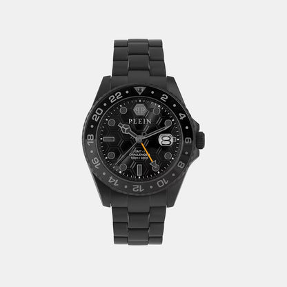 Philipp Plein Yba-Gmt-I Challenger 44Mm Men Quartz Black Dial Analog Stainless Steel Watch Pwyba0923