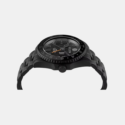 Philipp Plein Yba-Gmt-I Challenger 44Mm Men Quartz Black Dial Analog Stainless Steel Watch Pwyba0923