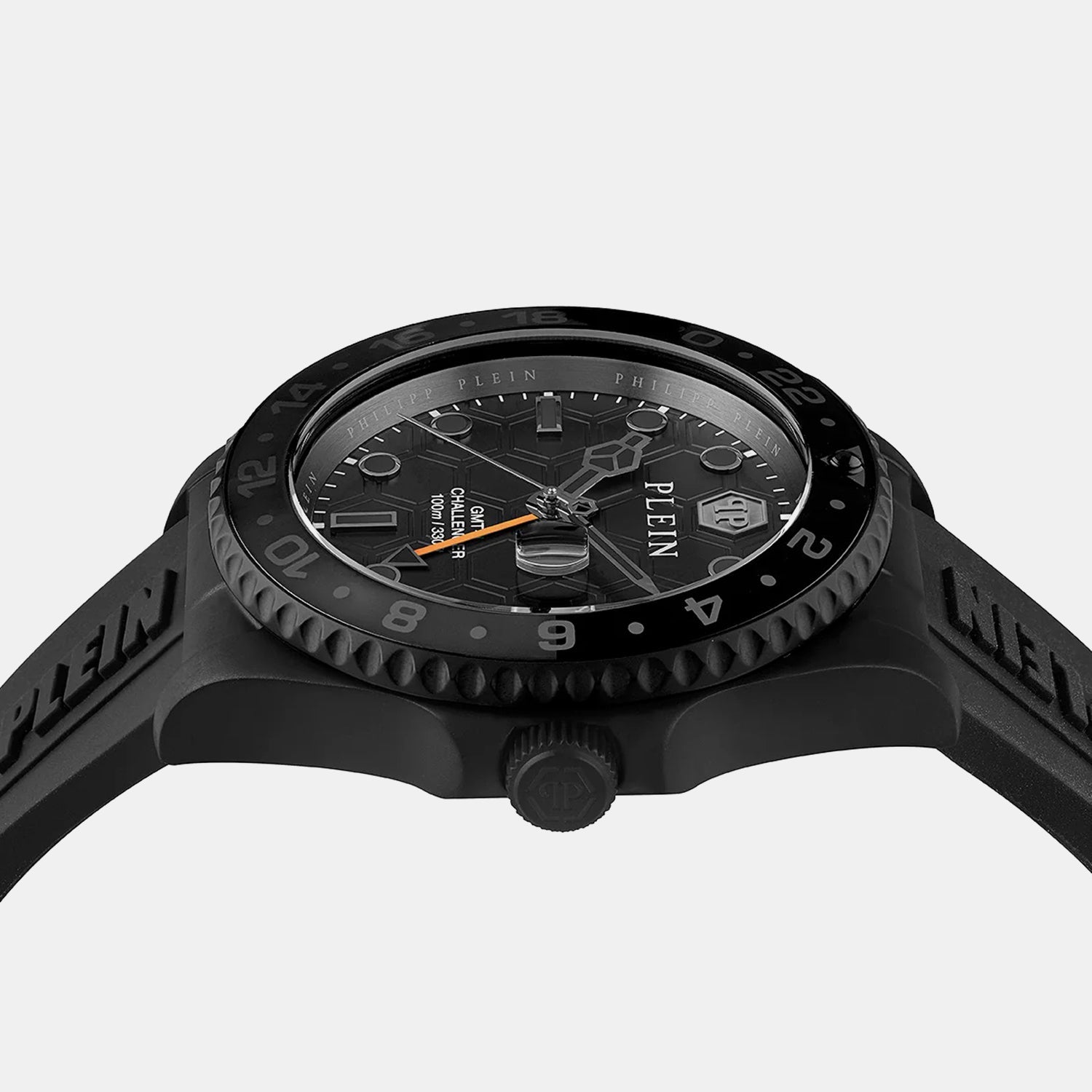 Philipp Plein Gmt-I Challenger Men Quartz Black Dial Analog Silicone Watch Pwyba1023