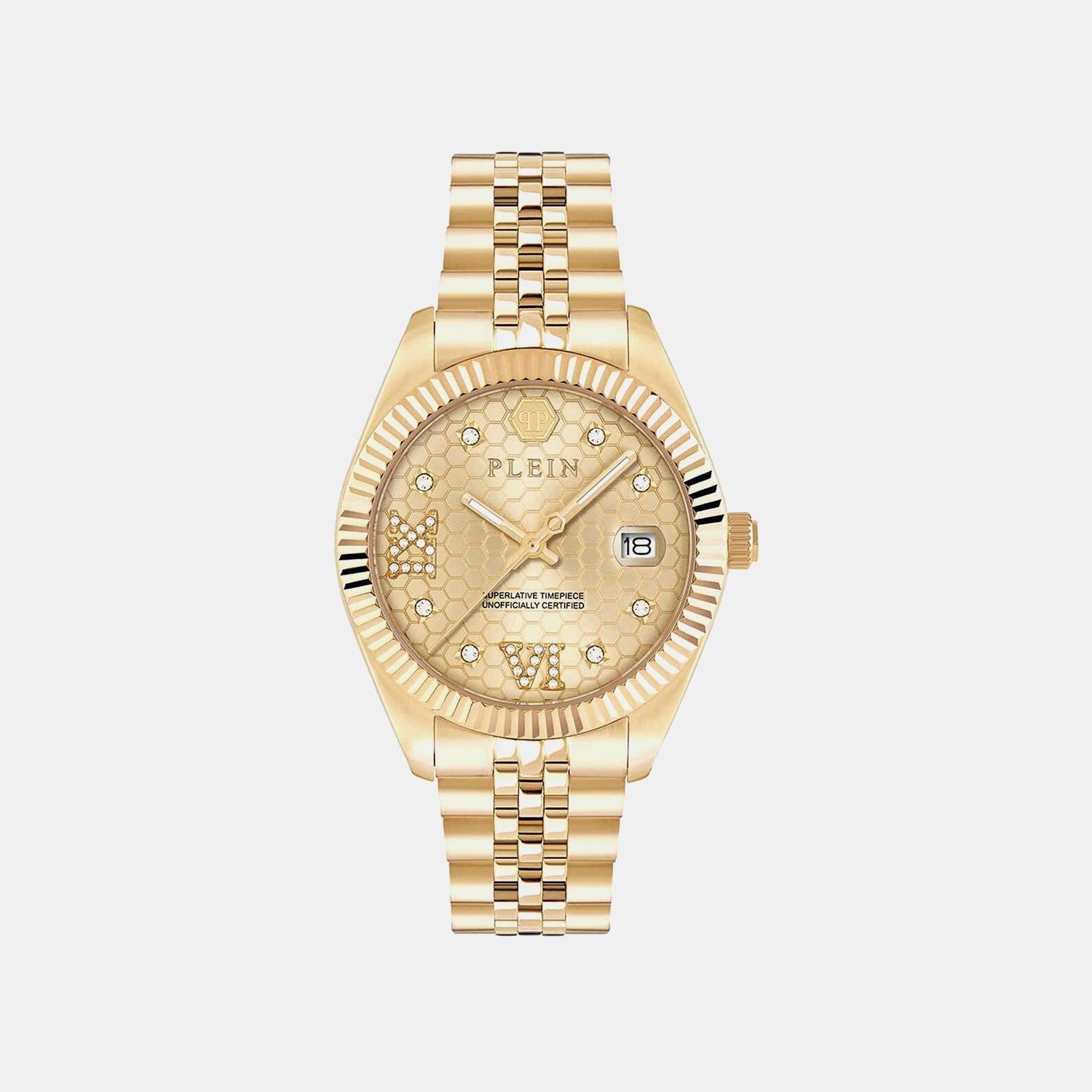 Philipp Plein Superlative Women Quartz Gold Dial Analog Stainless Steel Watch Pwyfa0425