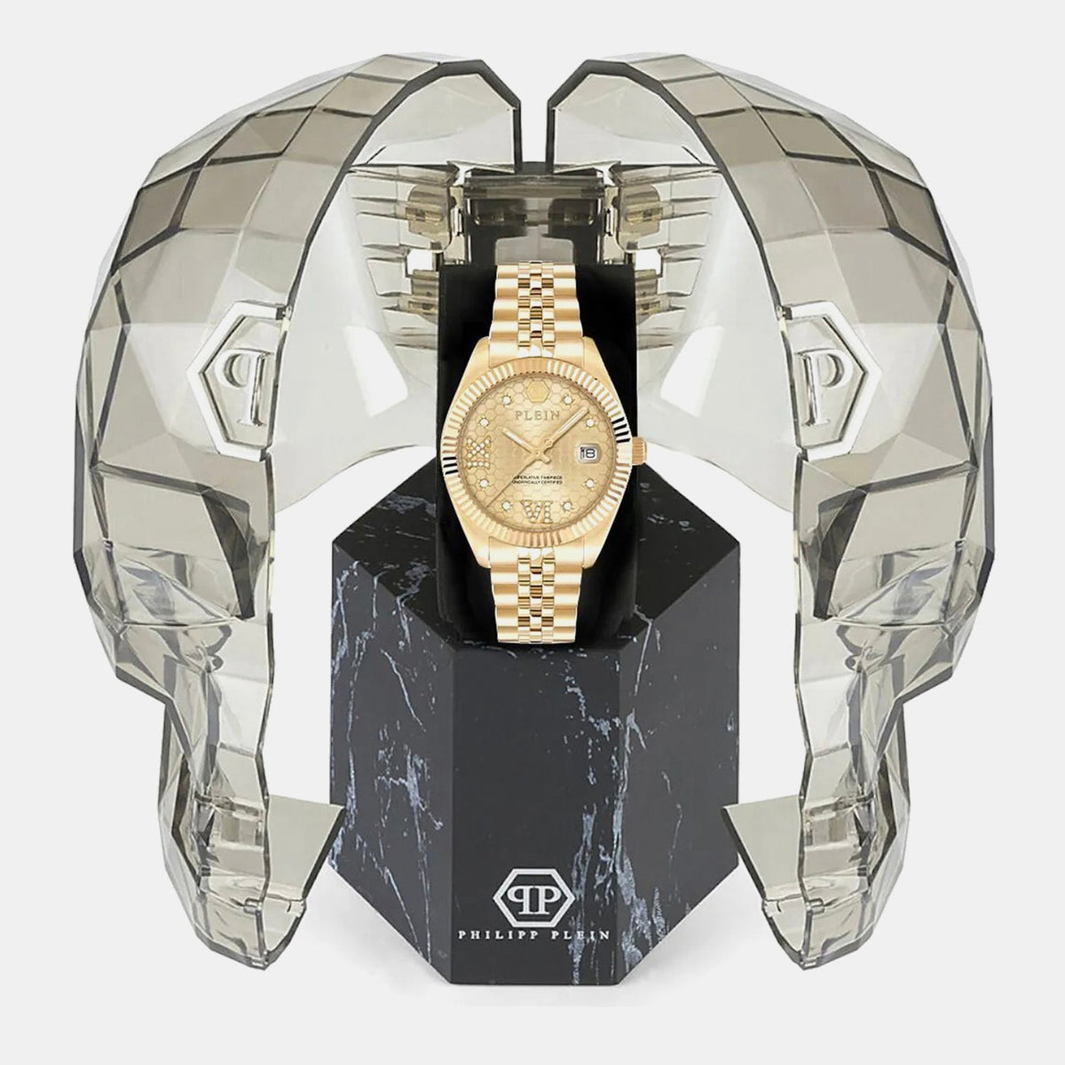 Philipp Plein Superlative Women Quartz Gold Dial Analog Stainless Steel Watch PWYFA0425
