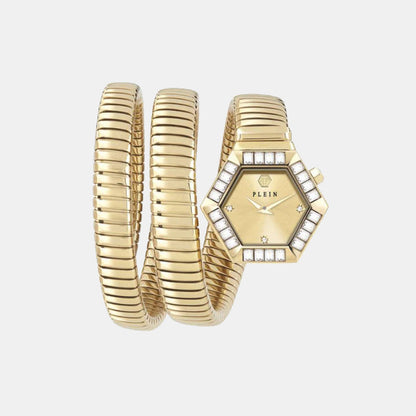 Philipp Plein Women Quartz Gold Dial Analog Stainless Steel Watch Pwzaa1025