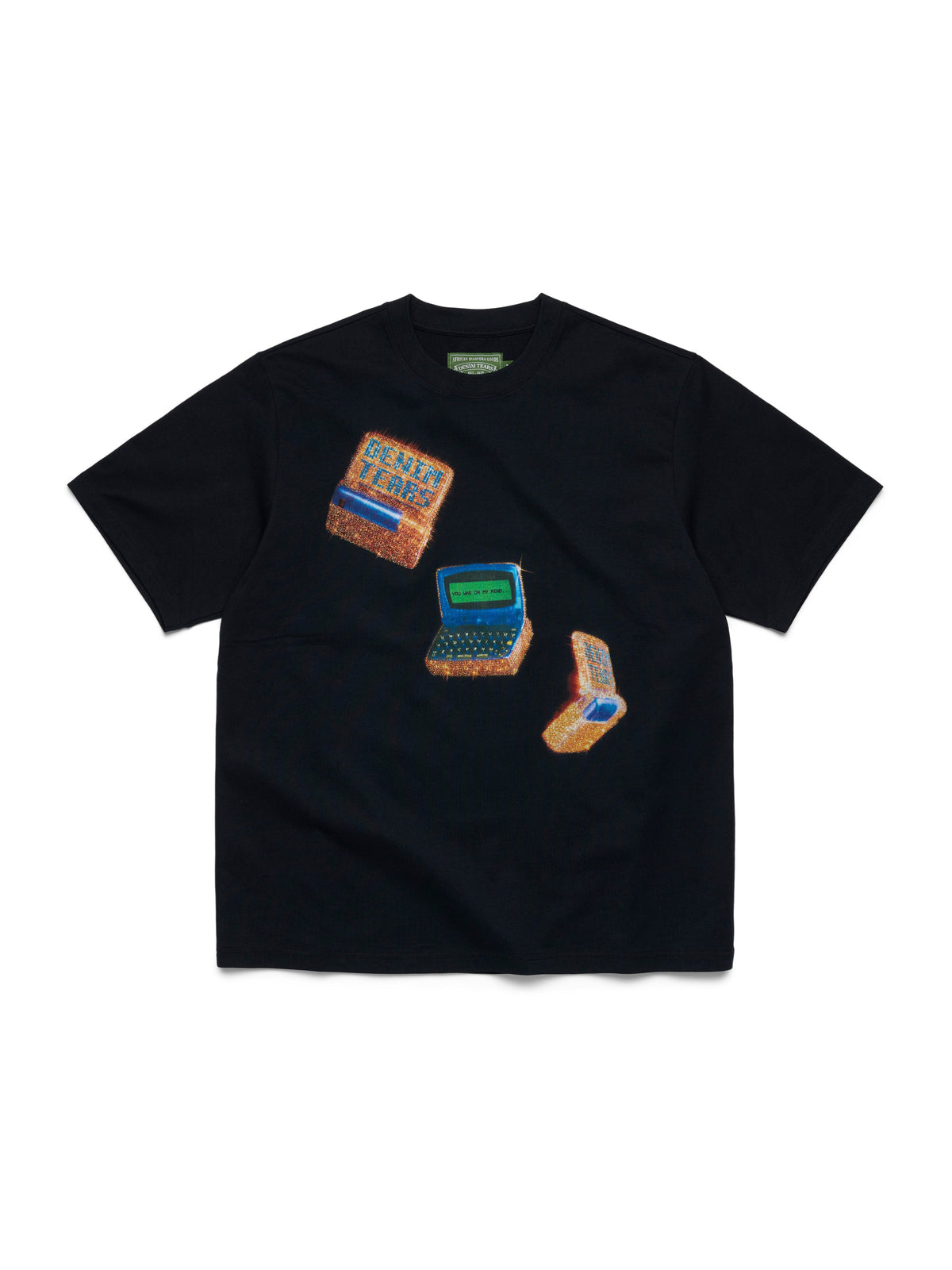 Denim Tears Two-Way Pager Tee Black