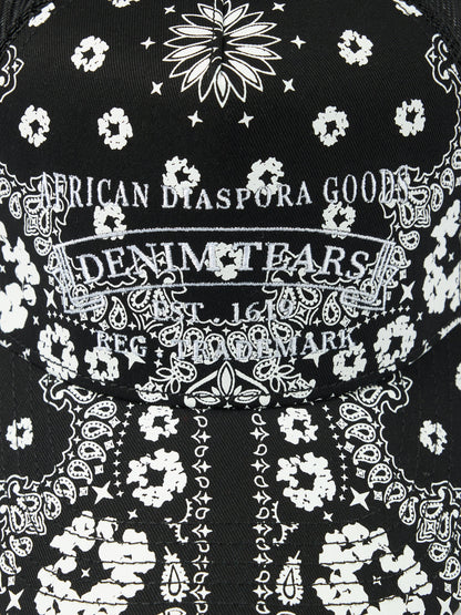 Denim Tears Cotton Wreath Paisley ADG Stamp Cap Black