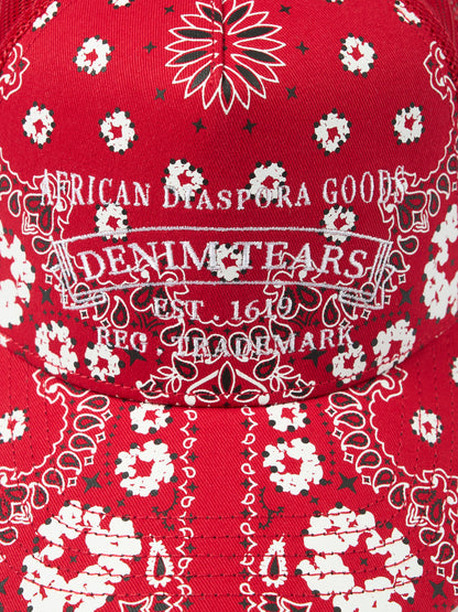 Denim Tears Cotton Wreath Paisley ADG Stamp Cap Red