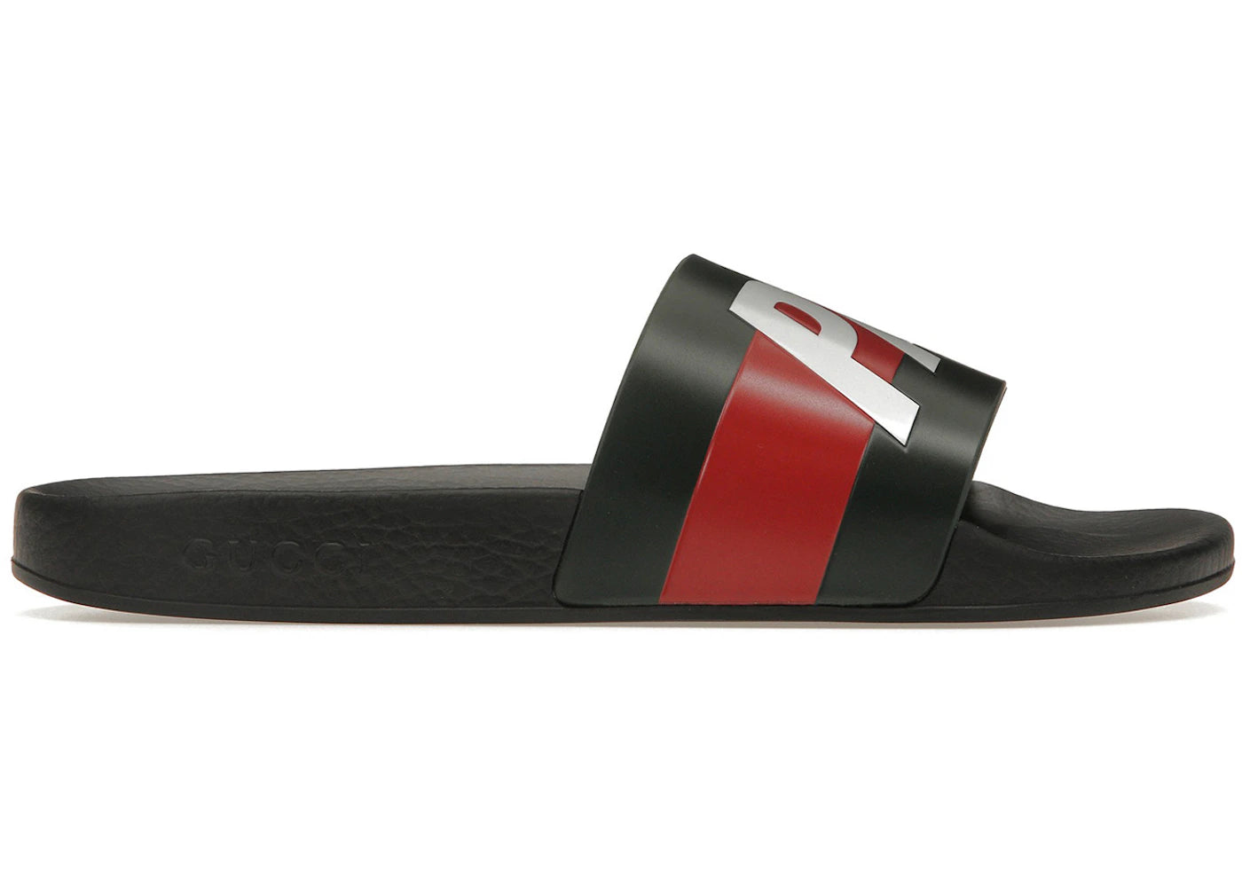 palace x gucci logo web slide sandal black (women's)