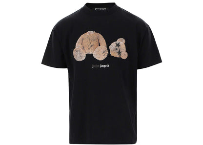 palm angels bear print sprayed logo t-shirt black/brown