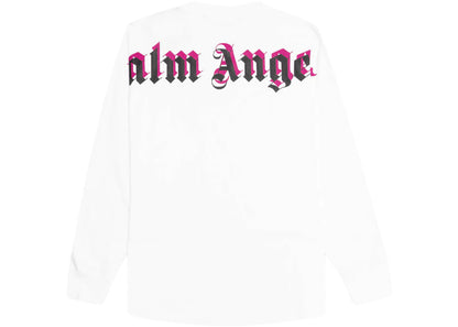 palm angels doubled logo longsleeve t-shirt white/black/fuschsia