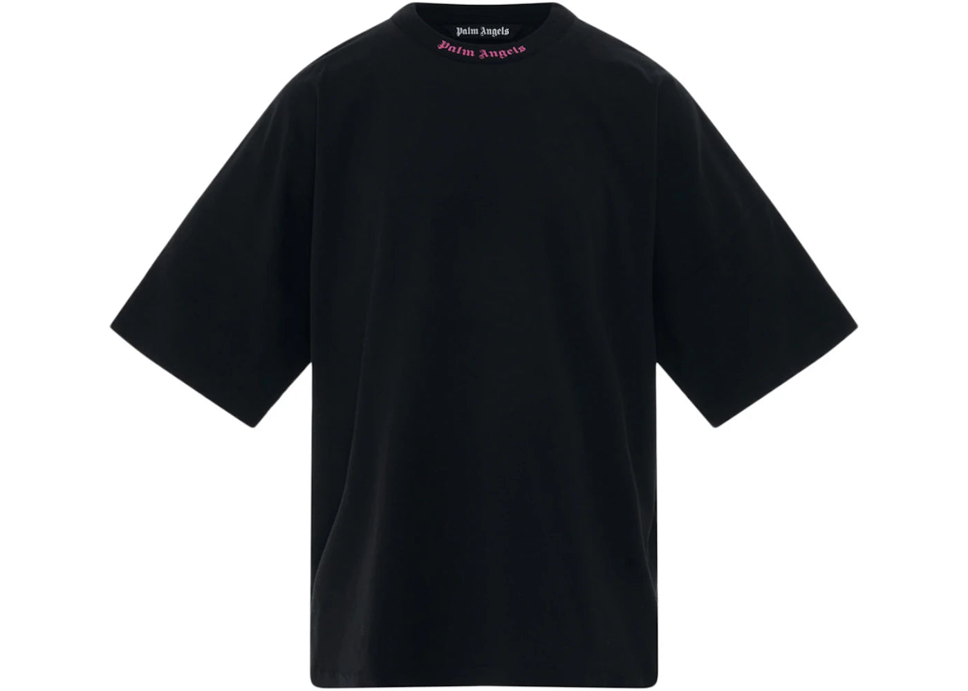 palm angels doubled logo over tee black/fuschia