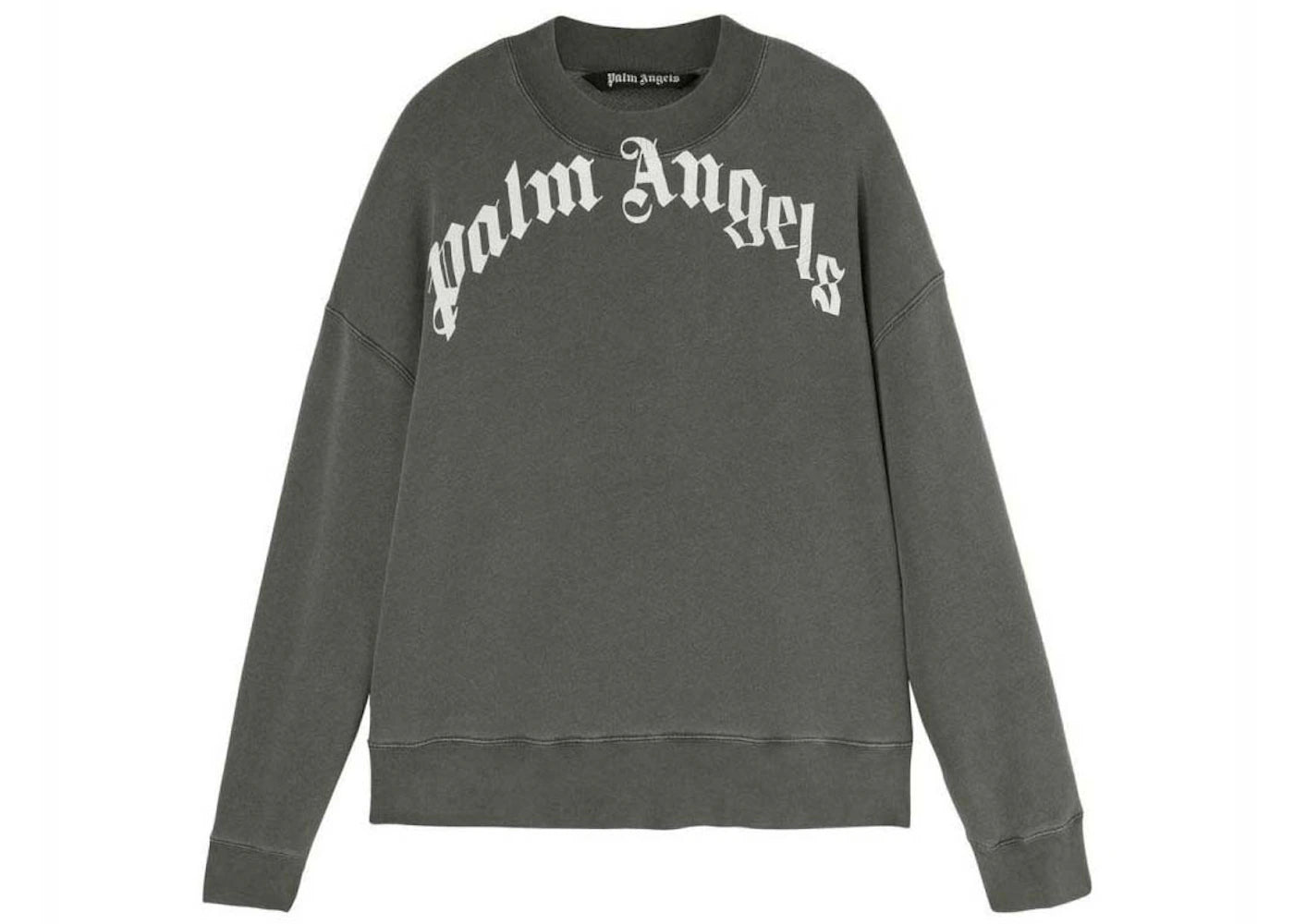 palm angels gd curved logo crewneck sweater grey