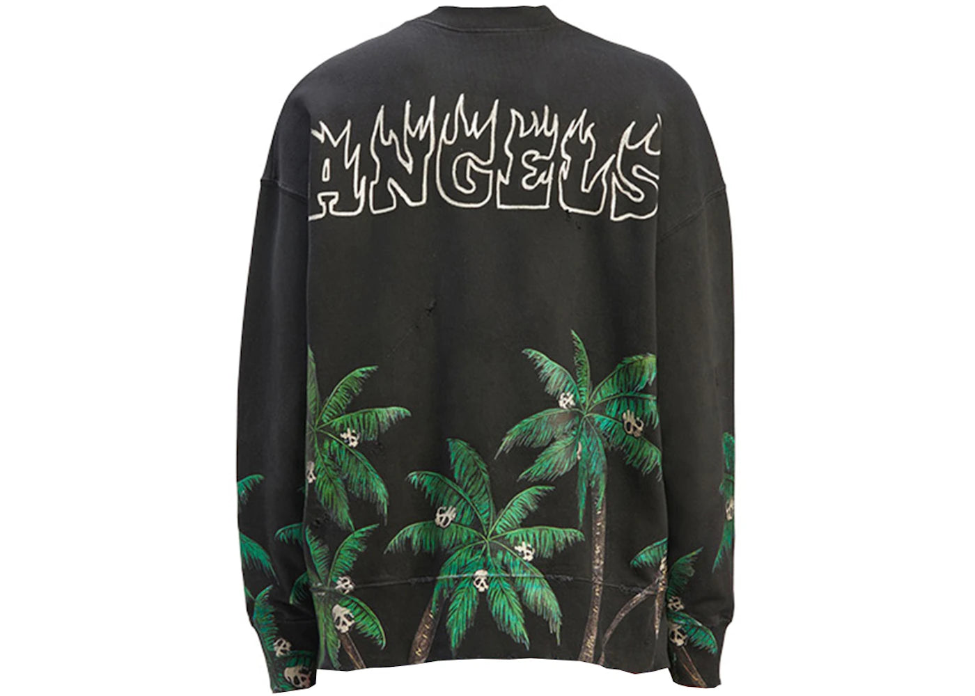 palm angels palms & skulls vintage crewneck black/green