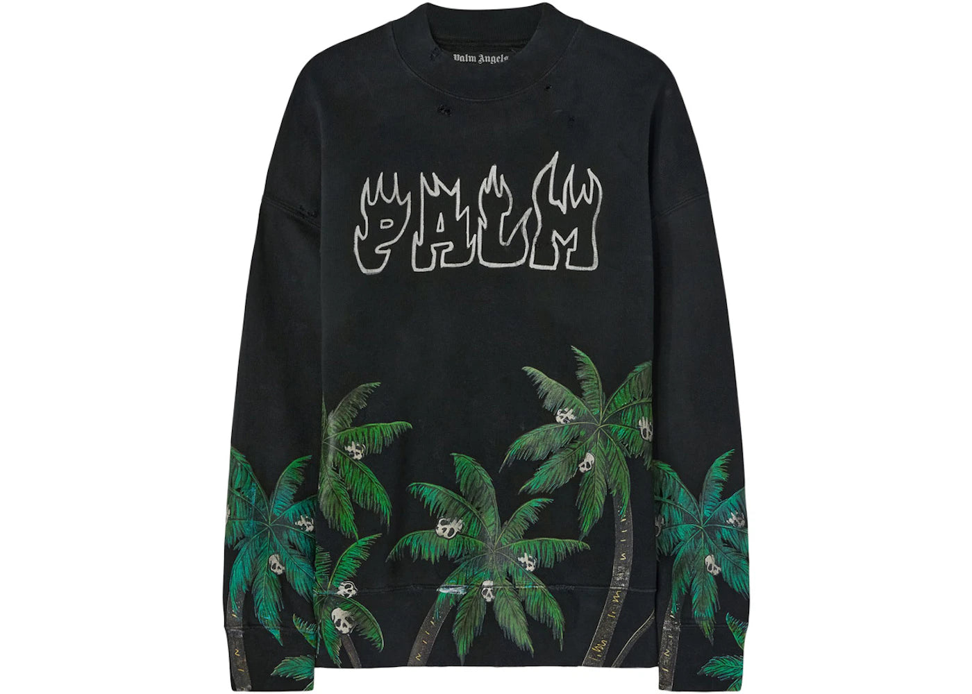 palm angels palms & skulls vintage crewneck black/green