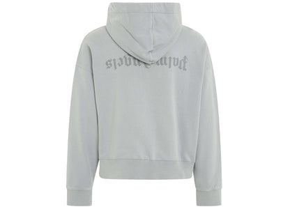 palm angels reverse logo zipped hooded jacket grey