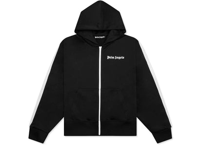 palm angels stripe-detail zip-up hoodie black/white