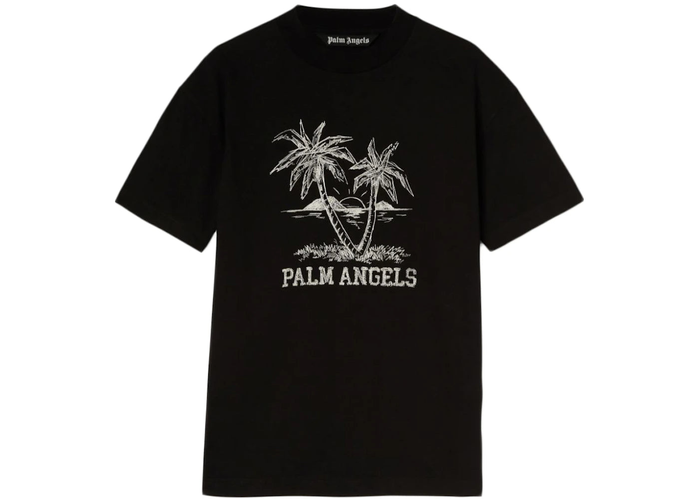 palm angels sunset palms t-shirt black/white