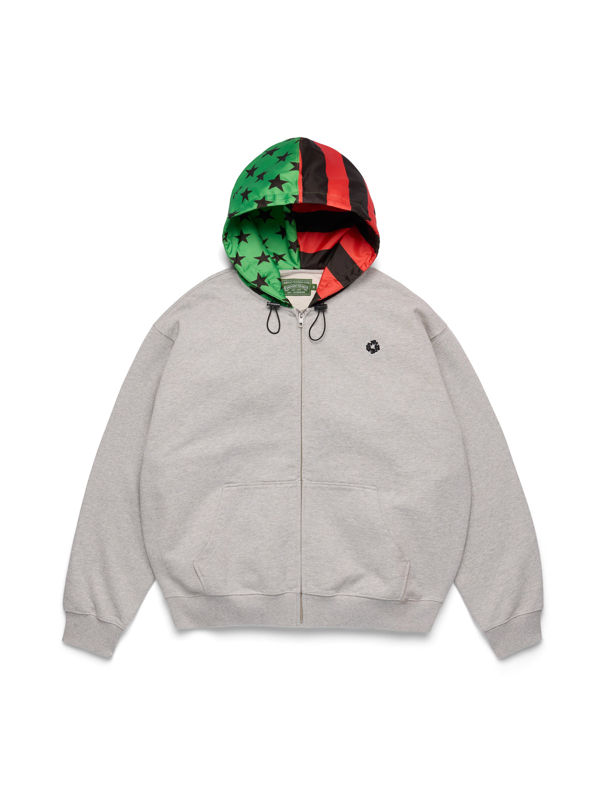 Denim Tears Pan African Peace Wreath Zip Up Hoodie Grey