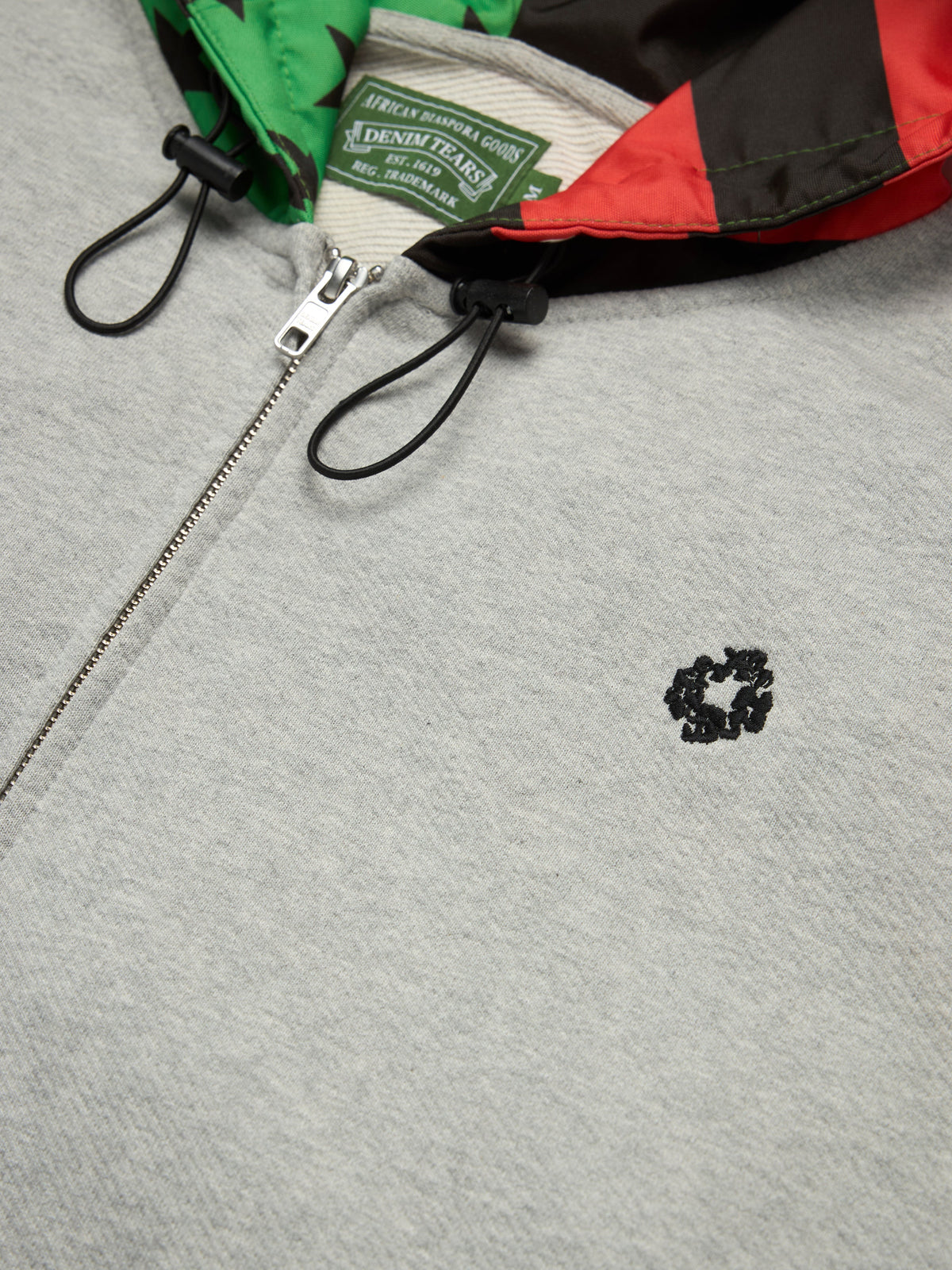 Denim Tears Pan African Peace Wreath Zip Up Hoodie Grey