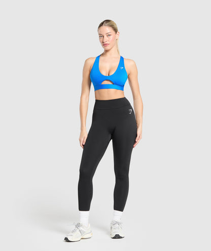 Women's Gymshark Peek A Boo Sports Bra Barbell Blue