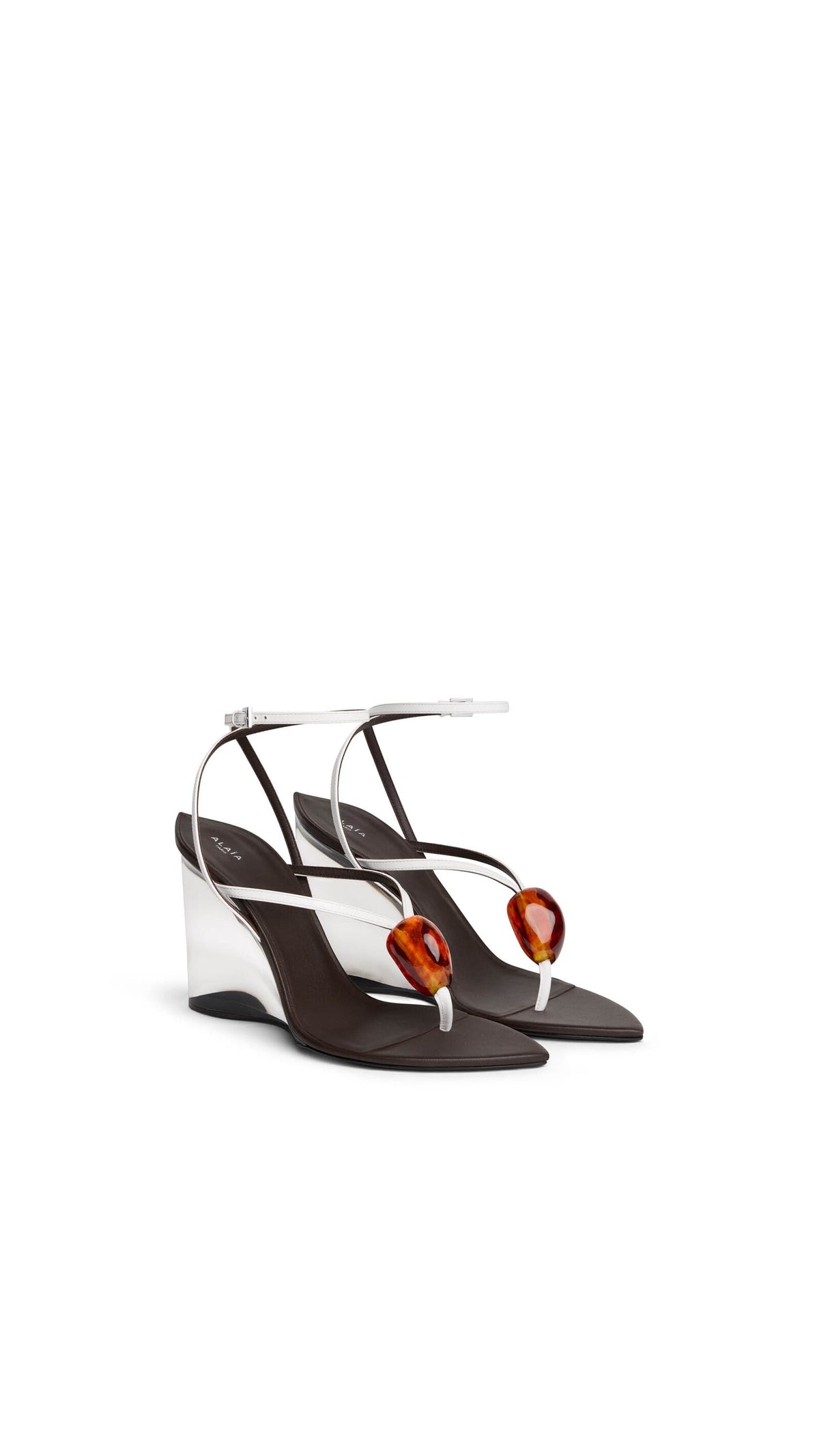 Alaïa Invisible Jewel Wedge Sandals In Patent Calfskin