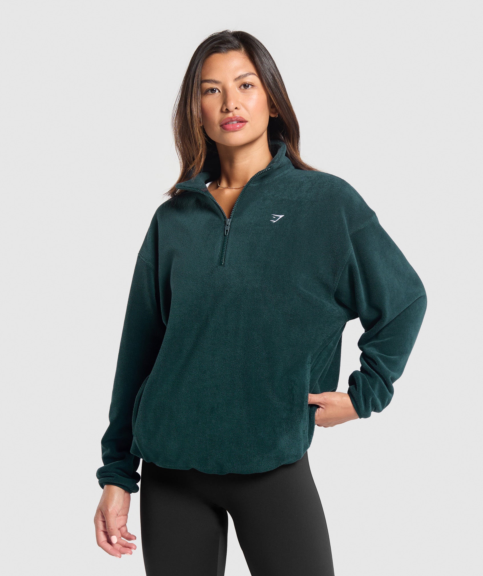 Women's Gymshark Polar Fleece 1/4 Zip Strong Teal