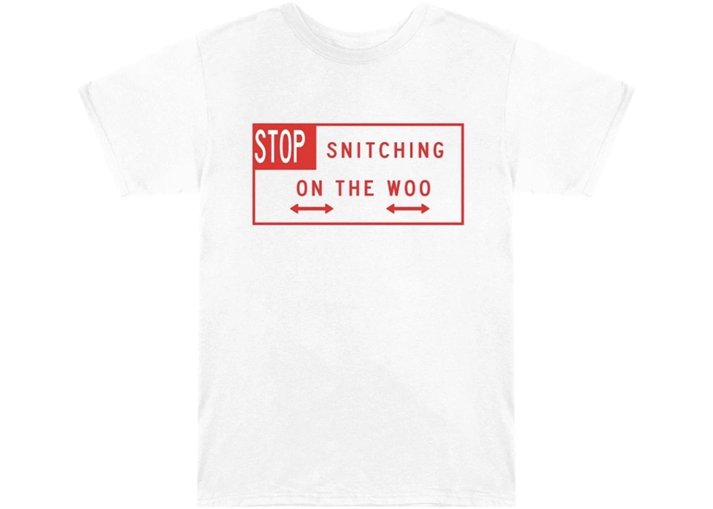 pop smoke x vlone stop snitching t-shirt white/red