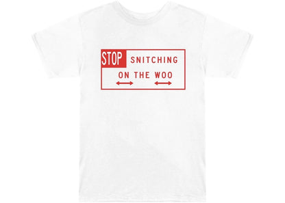 pop smoke x vlone stop snitching t-shirt white/red