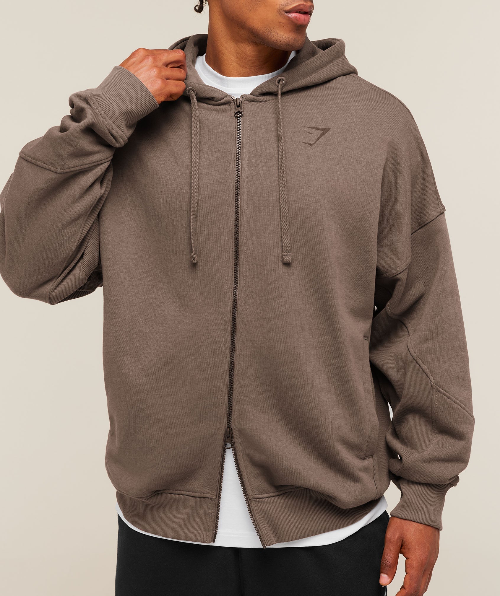 Gymshark Power Zip Up Hoodie Soft Brown