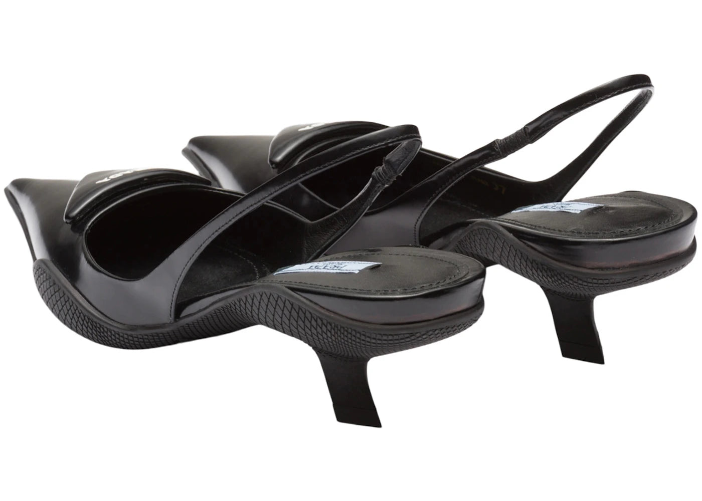 Prada 30Mm Sling-Back Pumps Black Brushed Leather