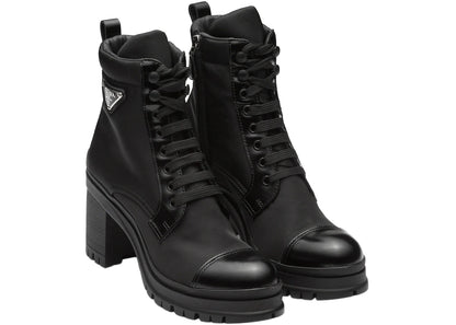 Prada 55Mm Laced Booties Black Nylon