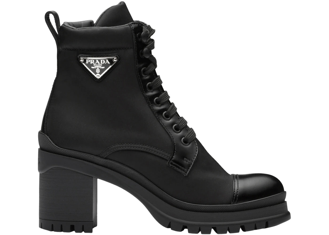 Prada 55Mm Laced Booties Black Nylon