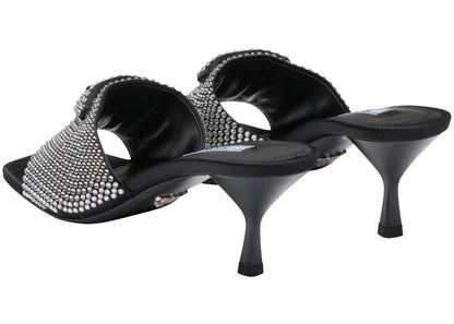 Prada 65Mm Crystal Heeled Sandals Black Satin