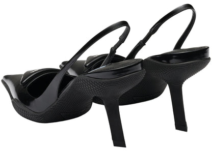 Prada 65Mm Sling-Back Pumps Black Brushed Leather