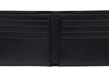 Prada Bi-Fold Wallet Saffiano Leather Nero/Baltico