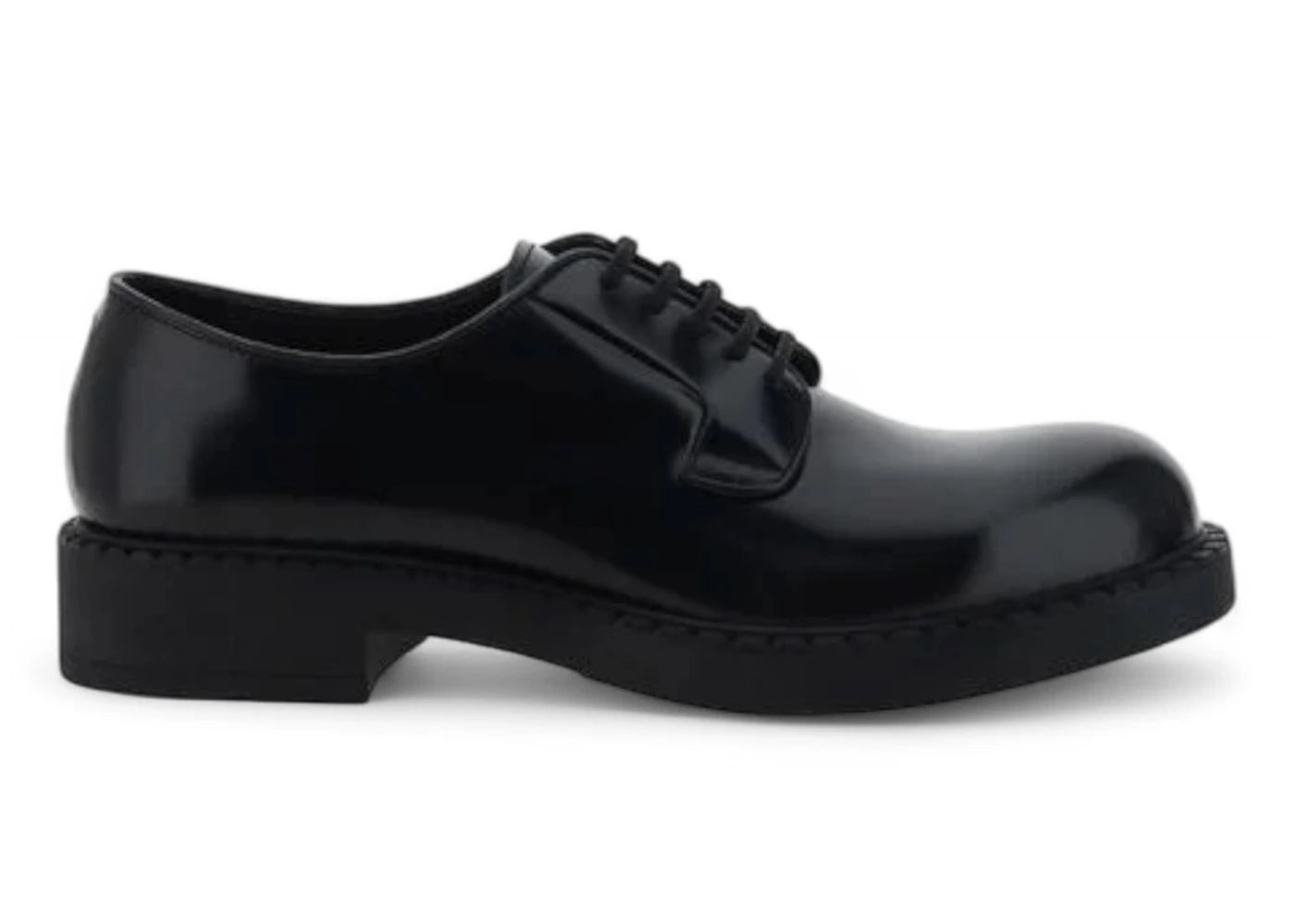 Prada Black Patent Leather Lace-Up Shoes Black