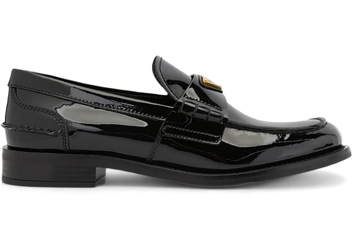 prada brushed leather loafers black patent (women's)