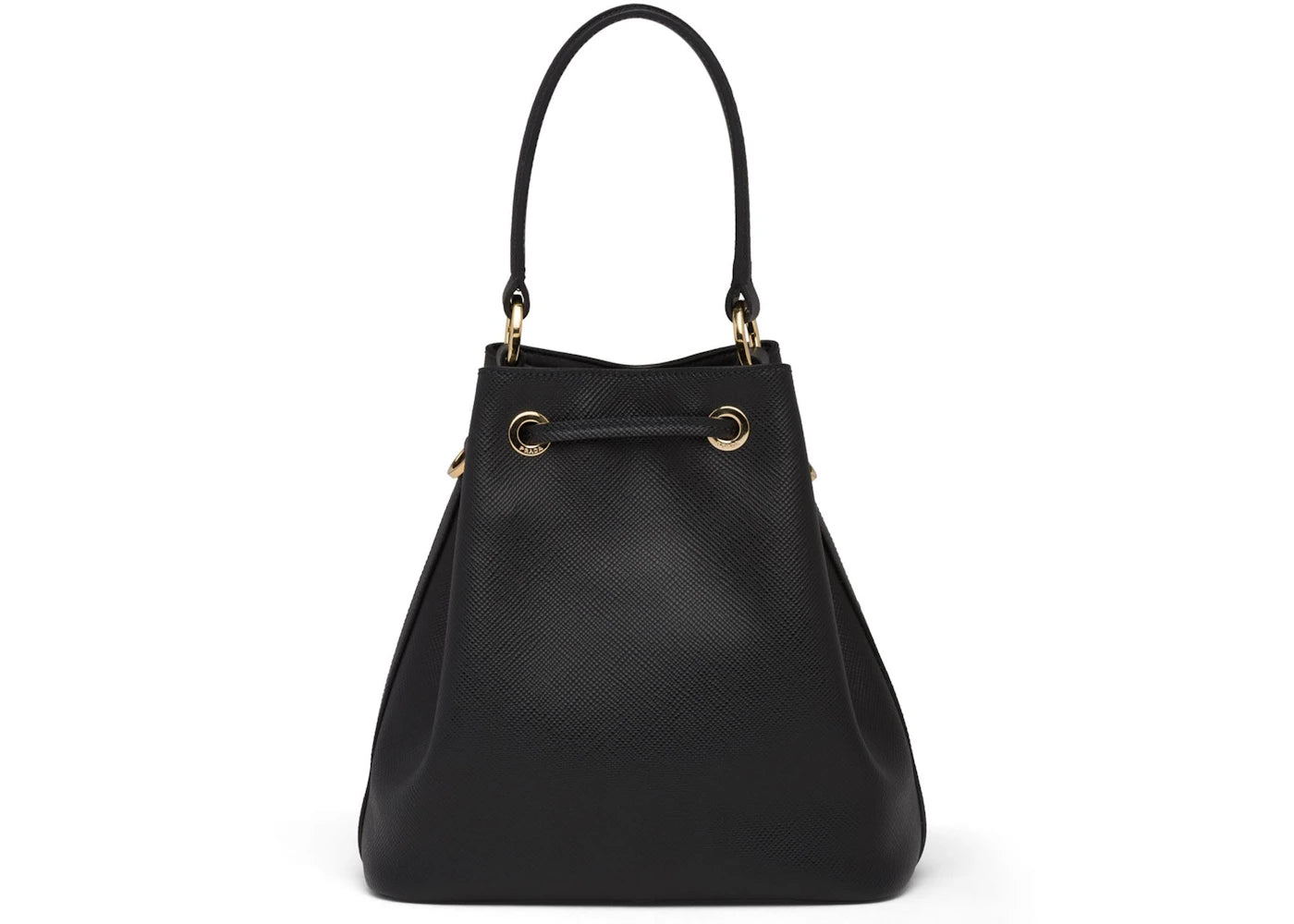 prada bucket bag saffiano leather gold-tone black
