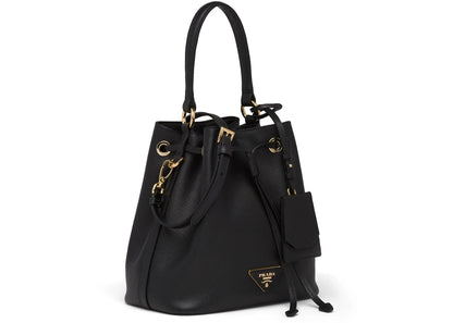 prada bucket bag saffiano leather gold-tone black