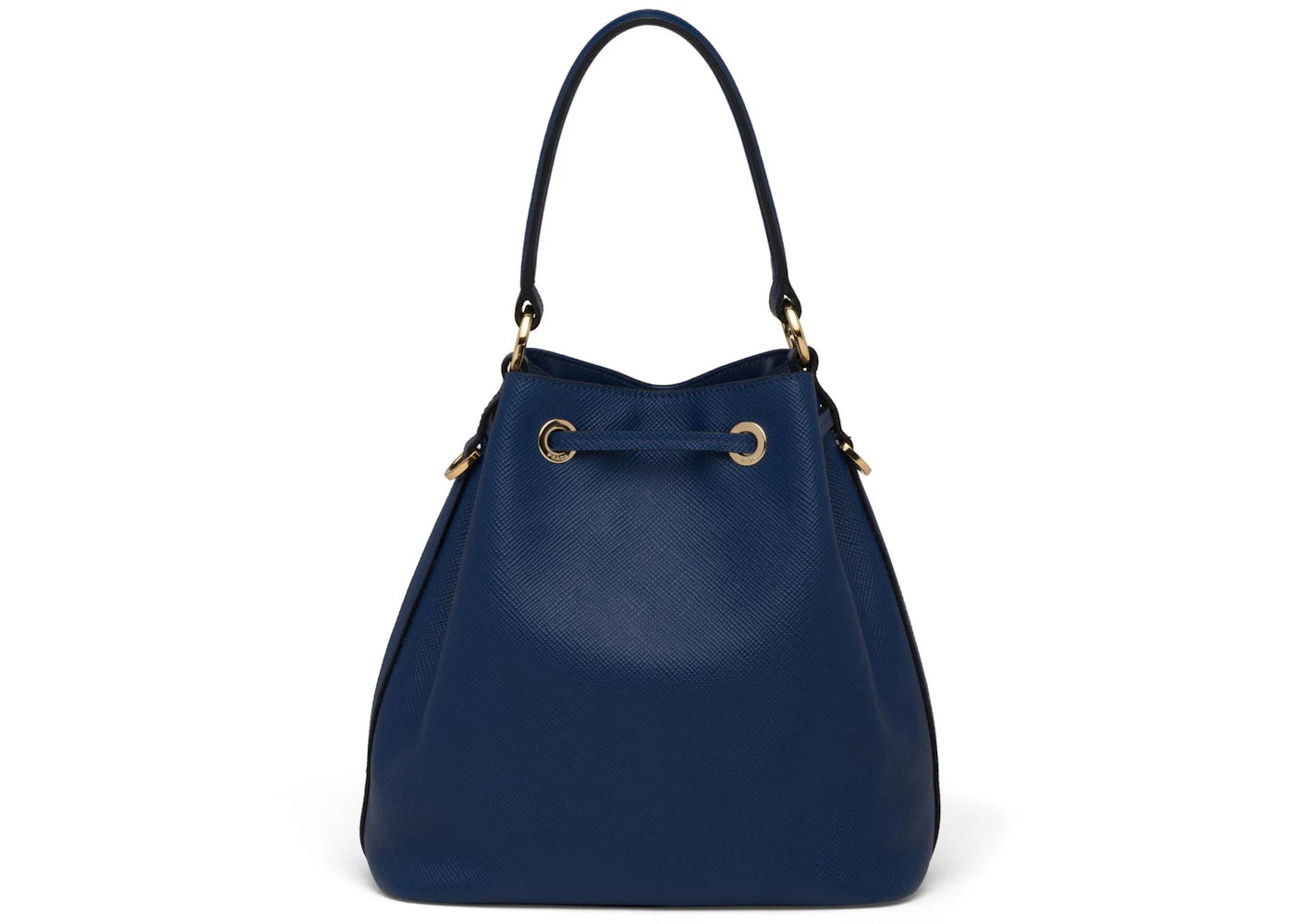 prada bucket bag saffiano leather gold-tone blue