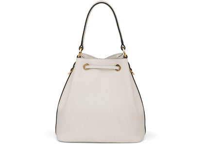 prada bucket bag saffiano leather gold-tone white