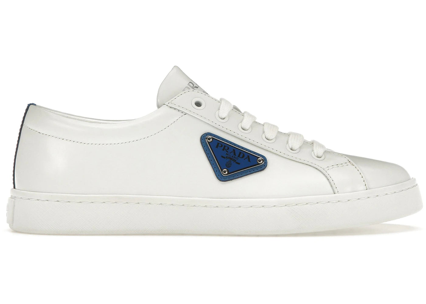 Prada Court Sneaker White Blue Leather (Women'S)