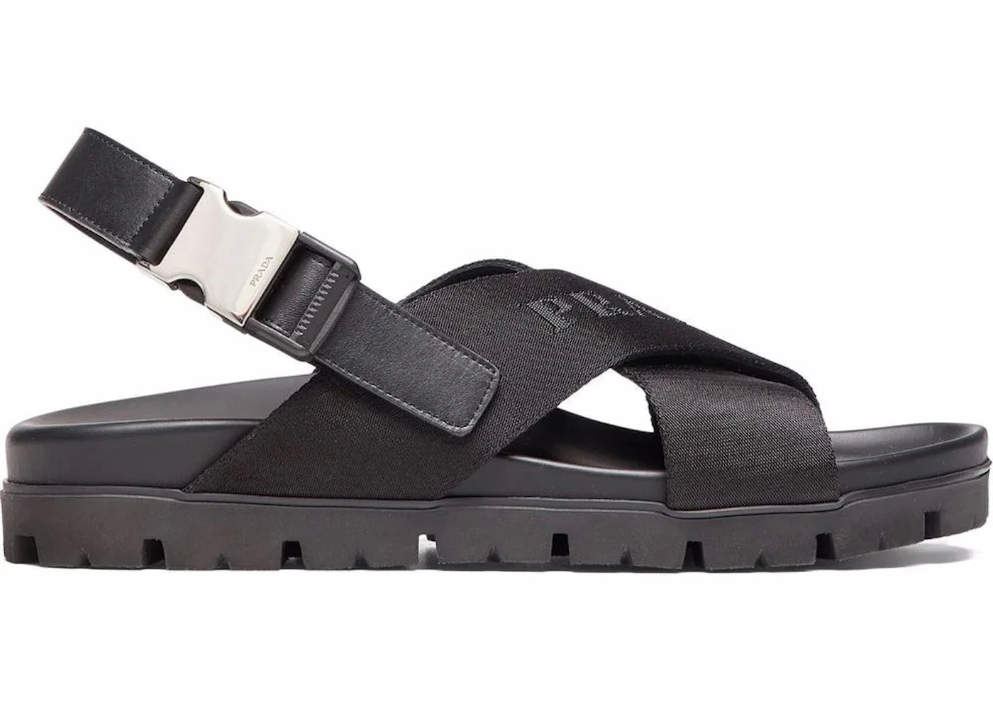 Prada Crisscross Straps Buckle-Fastening Sandal Black