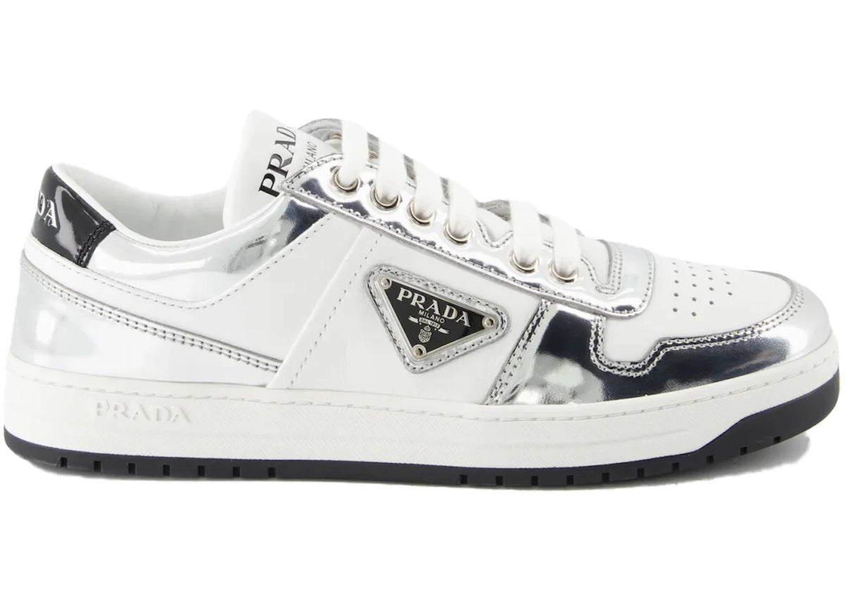 Prada Machine Prada Downtown Low Top White Metallic Silver Womens – Kicks Machine