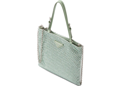 prada embellished satin handbag aqua